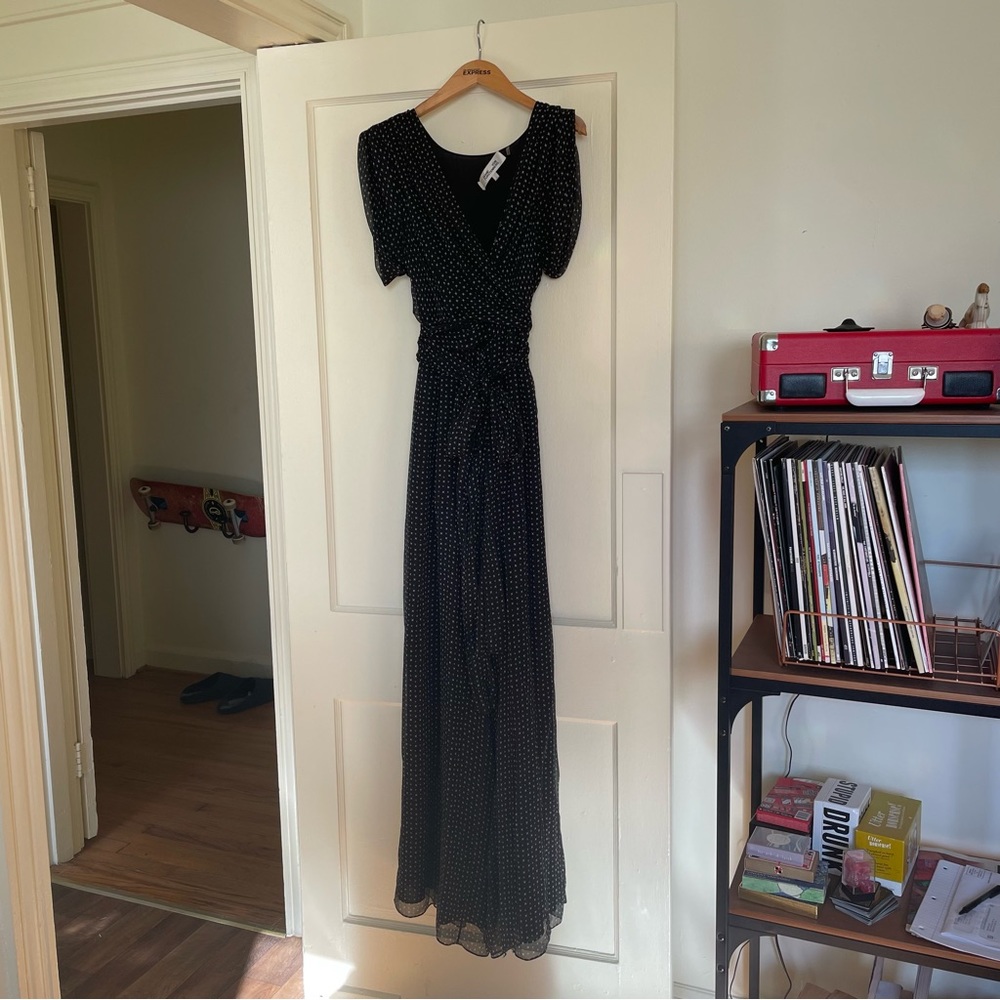 Diane Von Furstenberg Silk Short Sleeve Wrap Jumpsuit